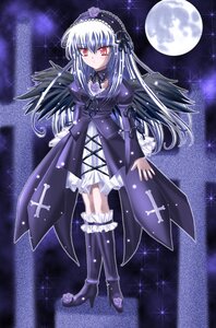 Rating: Safe Score: 0 Tags: 1girl boots dress frills full_body full_moon hairband image long_hair long_sleeves looking_at_viewer moon night puffy_sleeves red_eyes silver_hair solo sparkle suigintou wings User: admin