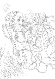 Rating: Safe Score: 0 Tags: 2girls auto_tagged dress flower frills greyscale image lineart long_hair monochrome multiple_girls pair rose shinku smile souseiseki suiseiseki very_long_hair User: admin