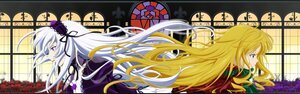 Rating: Safe Score: 0 Tags: 2girls blonde_hair blue_eyes dress flower frills hairband image letterboxed long_hair multiple_girls pair profile purple_eyes ribbon rose shinku suigintou very_long_hair wings User: admin