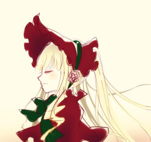 Rating: Safe Score: 0 Tags: 1girl blonde_hair blush bonnet bow closed_eyes closed_mouth dress image long_hair profile shinku solo striped User: admin