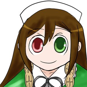 Rating: Safe Score: 0 Tags: 1girl bangs brown_hair closed_mouth dress eyebrows_visible_through_hair green_eyes hair_between_eyes image long_hair looking_at_viewer neck_ribbon ribbon sidelocks smile solo suiseiseki white_shirt User: admin