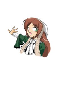 Rating: Safe Score: 0 Tags: 1girl :d brown_hair dress green_eyes head_scarf heterochromia image long_hair long_sleeves looking_at_viewer open_mouth red_eyes simple_background smile solo suiseiseki upper_body white_background User: admin