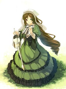 Rating: Safe Score: 0 Tags: 1girl brown_hair dress drill_hair frills full_body green_dress green_eyes hat heterochromia image long_hair long_sleeves looking_at_viewer ribbon smile solo suiseiseki twin_drills very_long_hair watering_can User: admin