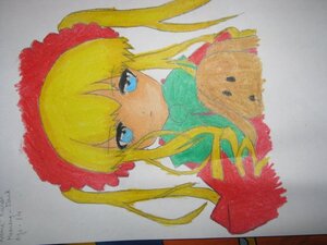 Rating: Safe Score: 0 Tags: 1girl bangs blonde_hair blue_eyes bonnet bow closed_mouth dress flower image long_hair long_sleeves looking_at_viewer marker_(medium) photo shinku sidelocks simple_background solo traditional_media twintails upper_body User: admin