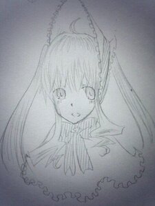 Rating: Safe Score: 0 Tags: 1girl chain frills image long_hair looking_at_viewer monochrome shinku simple_background sketch solo traditional_media User: admin