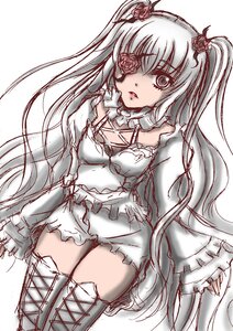 Rating: Safe Score: 0 Tags: 1girl boots dress eyepatch flower hair_flower hair_ornament image kirakishou long_hair red_flower rose sketch solo thighhighs very_long_hair User: admin