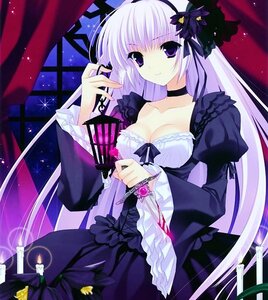 Rating: Safe Score: 0 Tags: 1girl breasts choker cleavage curtains dress flower hair_ornament image long_hair medium_breasts purple_eyes solo suigintou very_long_hair window User: admin
