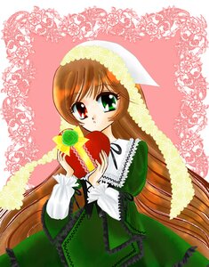 Rating: Safe Score: 0 Tags: 1girl brown_hair dress frills green_dress green_eyes heterochromia holding holding_gift image long_hair long_sleeves looking_at_viewer red_eyes solo suiseiseki very_long_hair User: admin