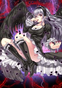 Rating: Safe Score: 0 Tags: 1girl bird_wings black_dress black_footwear black_wings boots breasts cleavage collarbone commentary_request dress flower frills hairband hand_to_own_mouth high_heels highres image joints juliet_sleeves knee_boots layered_dress lightning lolita_fashion lolita_hairband long_hair long_sleeves looking_at_viewer magic_circle medium_breasts nail_polish petals photoshop_(medium) pink_eyes puffy_sleeves red_eyes red_nails rose rozen_maiden shoes silver_hair solo suigintou toshi_(1-147) very_long_hair white_dress wings User: admin