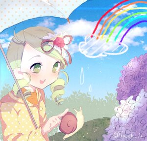 Rating: Safe Score: 0 Tags: 1girl blush cloud day drill_hair flower green_eyes hair_ornament holding holding_umbrella hydrangea image kanaria open_mouth outdoors parasol polka_dot polka_dot_bikini polka_dot_dress raincoat sky smile solo umbrella User: admin