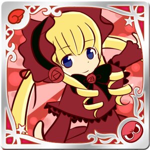 Rating: Safe Score: 0 Tags: 1girl blonde_hair blue_eyes bonnet bow bowtie dress drill_hair image long_hair long_sleeves looking_at_viewer red_dress shinku smile solo twintails User: admin