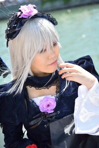 Rating: Safe Score: 0 Tags: 1girl bangs black_dress blurry closed_mouth dress flower gothic_lolita hair_ornament lips lolita_fashion long_hair long_sleeves realistic rose solo suigintou upper_body User: admin