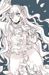 Rating: Safe Score: 0 Tags: 1girl dress eyepatch flower frills image kirakishou long_hair long_sleeves looking_at_viewer monochrome petals rose simple_background solo very_long_hair User: admin