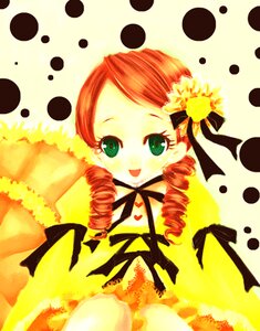 Rating: Safe Score: 0 Tags: 1girl :d drill_hair flower green_eyes image kanaria long_sleeves looking_at_viewer open_mouth polka_dot polka_dot_background ribbon rose smile solo twin_drills twintails yellow_background User: admin