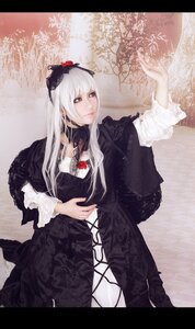 Rating: Safe Score: 0 Tags: 1girl bird black_dress dress gothic_lolita jewelry letterboxed lips lolita_fashion long_hair long_sleeves solo suigintou white_hair User: admin