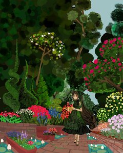 Rating: Safe Score: 0 Tags: 1girl animal_ears black_hair bush dress flower image long_hair plant red_eyes solo standing suiseiseki tree very_long_hair User: admin