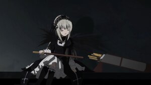 Rating: Safe Score: 0 Tags: 1girl bangs black_background black_dress black_legwear black_ribbon closed_eyes dress frills hairband holding image long_hair long_sleeves ribbon silver_hair sitting solo suigintou User: admin