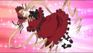 Rating: Safe Score: 0 Tags: 1girl black_ribbon blonde_hair bonnet bow closed_eyes dress drill_hair full_body image long_hair long_sleeves red_dress ribbon shinku shoes solo sparkle sparkle_background twintails very_long_hair User: admin