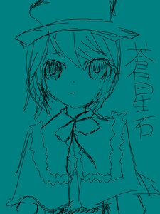 Rating: Safe Score: 0 Tags: 1girl aqua_theme bangs blue_theme bow bowtie closed_mouth dress eyebrows_visible_through_hair green_theme hat image long_sleeves looking_at_viewer monochrome short_hair simple_background solo souseiseki upper_body User: admin