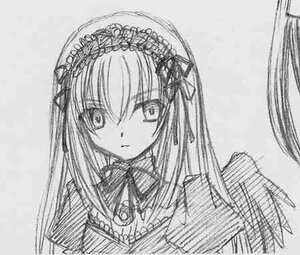 Rating: Safe Score: 0 Tags: 1girl blush dress greyscale hairband image long_hair looking_at_viewer monochrome simple_background solo suigintou upper_body User: admin