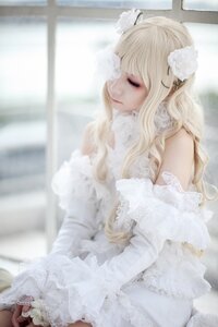Rating: Safe Score: 0 Tags: 1girl bangs bare_shoulders blonde_hair blurry closed_eyes closed_mouth depth_of_field dress flower frills hair_ornament indoors kirakishou lace lips lolita_fashion long_hair sitting solo white_dress white_flower white_rose User: admin