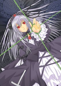 Rating: Safe Score: 0 Tags: 1girl black_dress dress flower frills hairband image long_hair long_sleeves looking_at_viewer red_eyes ribbon rose silver_hair solo suigintou very_long_hair User: admin