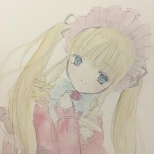 Rating: Safe Score: 0 Tags: 1girl bangs blonde_hair blue_eyes bonnet bow dress drill_hair flower frills image long_hair long_sleeves looking_at_viewer pink_rose red_dress rose shinku simple_background smile solo twin_drills upper_body very_long_hair User: admin