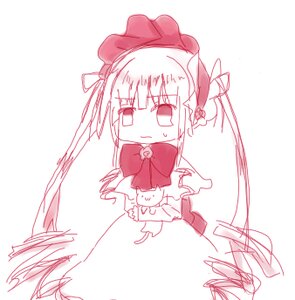 Rating: Safe Score: 0 Tags: 1girl blush bow chibi dress hat image long_hair shinku solo standing twintails very_long_hair white_background User: admin