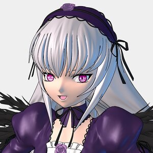 Rating: Safe Score: 0 Tags: 1girl black_wings dress flower hairband image long_hair looking_at_viewer open_mouth pink_eyes puffy_sleeves purple_flower purple_rose ribbon rose silver_hair smile solo suigintou wings User: admin