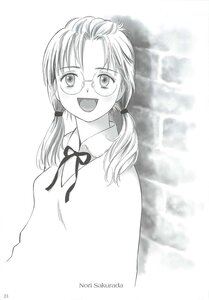 Rating: Safe Score: 0 Tags: 1girl :d dated glasses greyscale human long_hair looking_at_viewer monochrome neck_ribbon open_mouth ribbon sakurada_nori shirt smile solo twintails upper_body User: admin