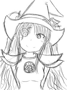 Rating: Safe Score: 0 Tags: 1girl bangs blush closed_mouth greyscale hat image kirakishou long_hair looking_at_viewer monochrome simple_background sketch smile solo upper_body white_background User: admin