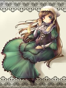 Rating: Safe Score: 0 Tags: 1girl blush boots brown_hair commentary_request dress frills full_body green_dress green_eyes hairband heterochromia highres image long_hair long_sleeves looking_at_viewer red_eyes ribbon rojiko rozen_maiden sitting solo suiseiseki very_long_hair User: admin