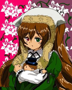 Rating: Safe Score: 0 Tags: 1girl brown_hair dress frills green_dress green_eyes hat head_scarf heterochromia image long_hair long_sleeves looking_at_viewer red_eyes solo suiseiseki very_long_hair User: admin