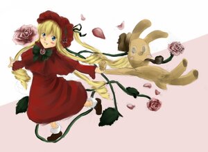 Rating: Safe Score: 0 Tags: 1girl blonde_hair blue_eyes bonnet bow bowtie capelet dress flower green_bow image long_hair long_sleeves looking_at_viewer petals pink_flower pink_rose red_dress red_flower red_rose rose rose_petals shinku shoes solo stuffed_animal twintails very_long_hair User: admin