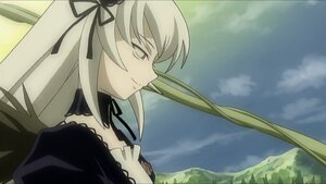 Rating: Safe Score: 0 Tags: 1girl black_dress black_ribbon cloud day dress frills from_side hairband image long_hair long_sleeves looking_afar outdoors profile ribbon silver_hair sky smile solo suigintou upper_body very_long_hair wings User: admin