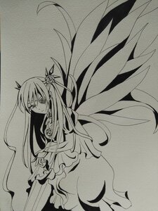 Rating: Safe Score: 0 Tags: 1girl barasuishou dress flower frills greyscale image long_hair monochrome rose solo traditional_media very_long_hair User: admin