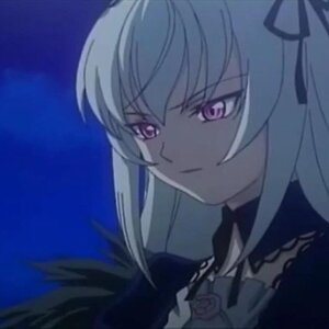 Rating: Safe Score: 0 Tags: 1girl blue_background closed_mouth eyebrows_visible_through_hair flower hair_ribbon image long_hair looking_at_viewer purple_eyes ribbon smile solo suigintou User: admin