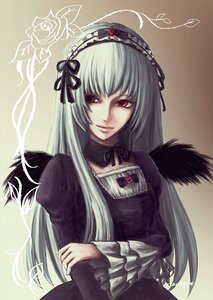 Rating: Safe Score: 0 Tags: 1girl dress frilled_sleeves frills hairband image long_hair long_sleeves looking_at_viewer red_eyes silver_hair solo suigintou upper_body wings User: admin