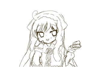 Rating: Safe Score: 0 Tags: 1girl blush dress eyebrows_visible_through_hair food food_on_face holding image long_hair long_sleeves monochrome simple_background solo suiseiseki tongue tongue_out white_background User: admin