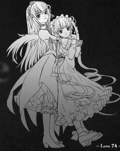 Rating: Safe Score: 0 Tags: 2girls boots dress frills full_body greyscale hairband image long_hair long_sleeves looking_at_viewer monochrome multiple_girls pair ribbon shinku smile standing suigintou very_long_hair wings User: admin