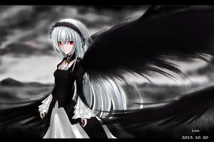 Rating: Safe Score: 0 Tags: 1girl bangs black_dress black_ribbon black_wings breasts closed_mouth dress eyebrows_visible_through_hair frills gothic_lolita hair_between_eyes hairband image juliet_sleeves letterboxed lolita_fashion long_hair long_sleeves looking_at_viewer neck_ribbon puffy_sleeves red_eyes ribbon silver_hair solo suigintou very_long_hair wings User: admin