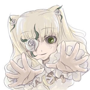Rating: Safe Score: 0 Tags: 1girl blonde_hair flower green_eyes hair_flower hair_ornament hands image kirakishou long_hair looking_at_viewer outstretched_hand ribbon rose smile solo two_side_up white_background User: admin