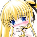 Rating: Safe Score: 0 Tags: 1girl blonde_hair blue_eyes close-up eyebrows_visible_through_hair face hair_between_eyes hair_ribbon image looking_at_viewer ponytail portrait ribbon shinku simple_background solo white_background User: admin