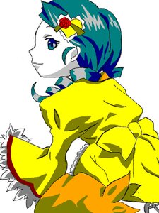 Rating: Safe Score: 0 Tags: 1girl blue_eyes bow dress flower image kanaria puffy_sleeves rose short_hair smile solo white_background yellow_bow yellow_flower User: admin
