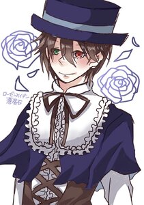 Rating: Safe Score: 0 Tags: 1boy black_headwear capelet closed_mouth flower green_eyes hat hat_flower heterochromia image long_sleeves looking_at_viewer purple_rose red_eyes ribbon rose solo souseiseki top_hat upper_body white_background white_flower white_rose User: admin