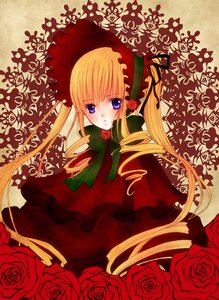 Rating: Safe Score: 0 Tags: 1girl blonde_hair blue_eyes bonnet dress drill_hair flower green_bow image long_hair pink_flower pink_rose purple_rose red_flower red_rose rose rose_petals shinku solo thorns twintails User: admin