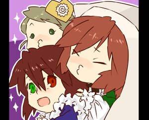Rating: Safe Score: 0 Tags: 1girl apron blush brown_hair crown dress green_eyes hat head_scarf heterochromia image letterboxed maid multiple multiple_boys open_mouth siblings smile souseiseki sparkle suiseiseki tagme User: admin