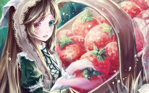 Rating: Safe Score: 0 Tags: 1girl :d auto_tagged blonde_hair brown_hair dress food fruit heterochromia image long_hair looking_at_viewer open_mouth smile solo strawberry suiseiseki very_long_hair User: admin