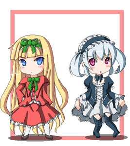 Rating: Safe Score: 0 Tags: 2girls blonde_hair blue_eyes blush dress hairband image long_hair long_sleeves multiple_girls pair purple_eyes ribbon shinku silver_hair suigintou twintails User: admin