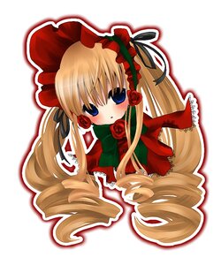 Rating: Safe Score: 0 Tags: 1girl blonde_hair blue_eyes blush bonnet bow bowtie dress drill_hair flower green_bow image long_hair long_sleeves looking_at_viewer pink_rose red_flower red_rose rose shinku simple_background solo twintails very_long_hair white_background User: admin